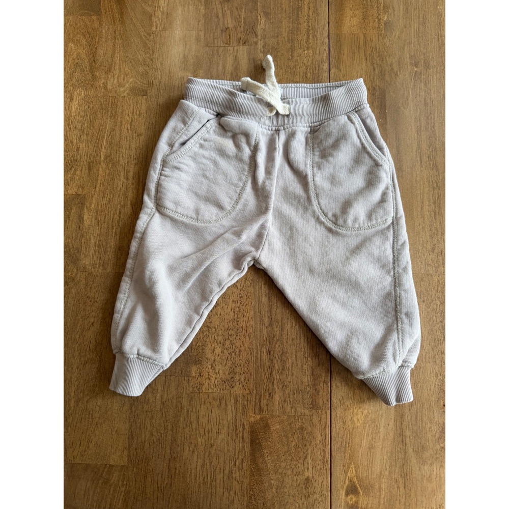 Zara Baby Ribbed Jogger Pants Light Gray 12-18 Months Drawstring Sweatpants